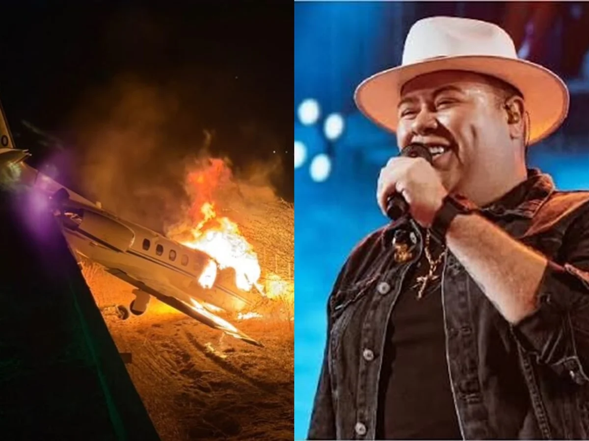 Avião com cantor Rey Vaqueiro sai da pista e pega fogo no RN