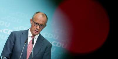 Friedrich Merz durante pronunciamento ap&oacute;s resultado de elei&ccedil;&atilde;o Foto: ANSA / Ansa - Brasil