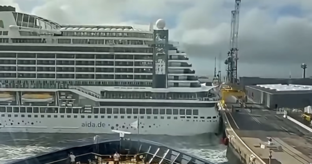 Navio de cruzeiro colide com cais na França após fortes ventos; veja vídeo