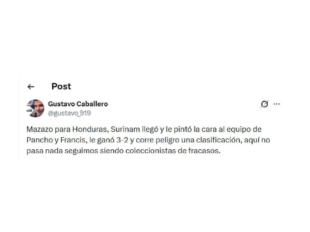 Cansaço, apontam dois e uma preocupação após a dolorosa derrota de Honduras contra Suriname.