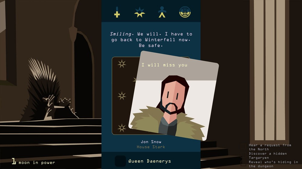 Viva uma aventura no universo de GOT em Reigns: Game of Thrones — Foto: Reprodução/Steam