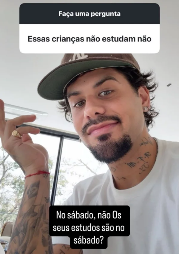 Zé Felipe rebate seguidor que criticou rotina escolar dos filhos