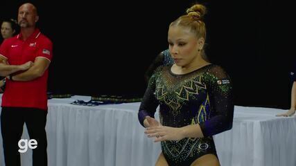 Flávia Saraiva faz 13,766 na trave pela Copa do Mundo de Ginástica Artística