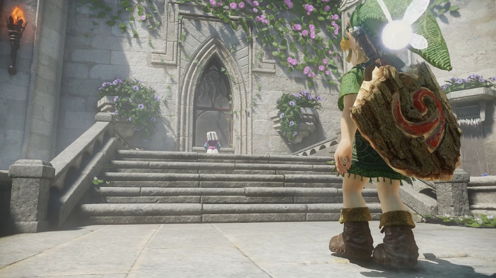 Um dos momentos mais marcantes de Ocarina of Time é o encontro entre Link e Zelda — Foto: Reprodução/Nintendo of America
