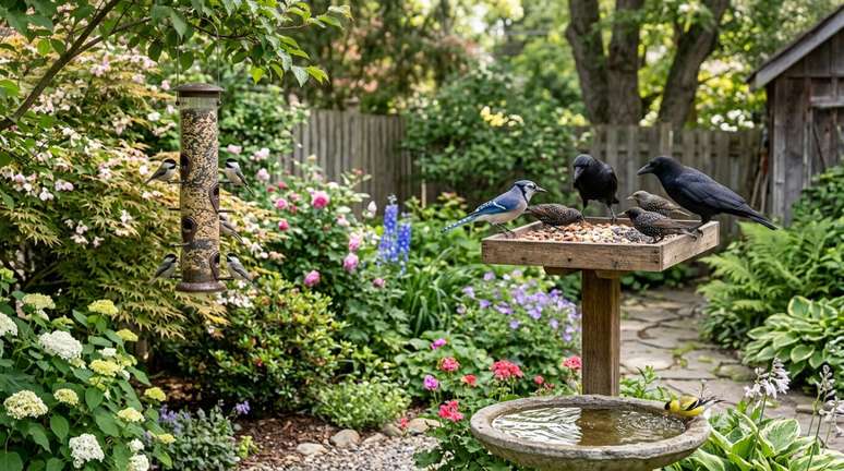 Quais são as aves de jardim mais comuns que frequentam o comedouro de passáros?