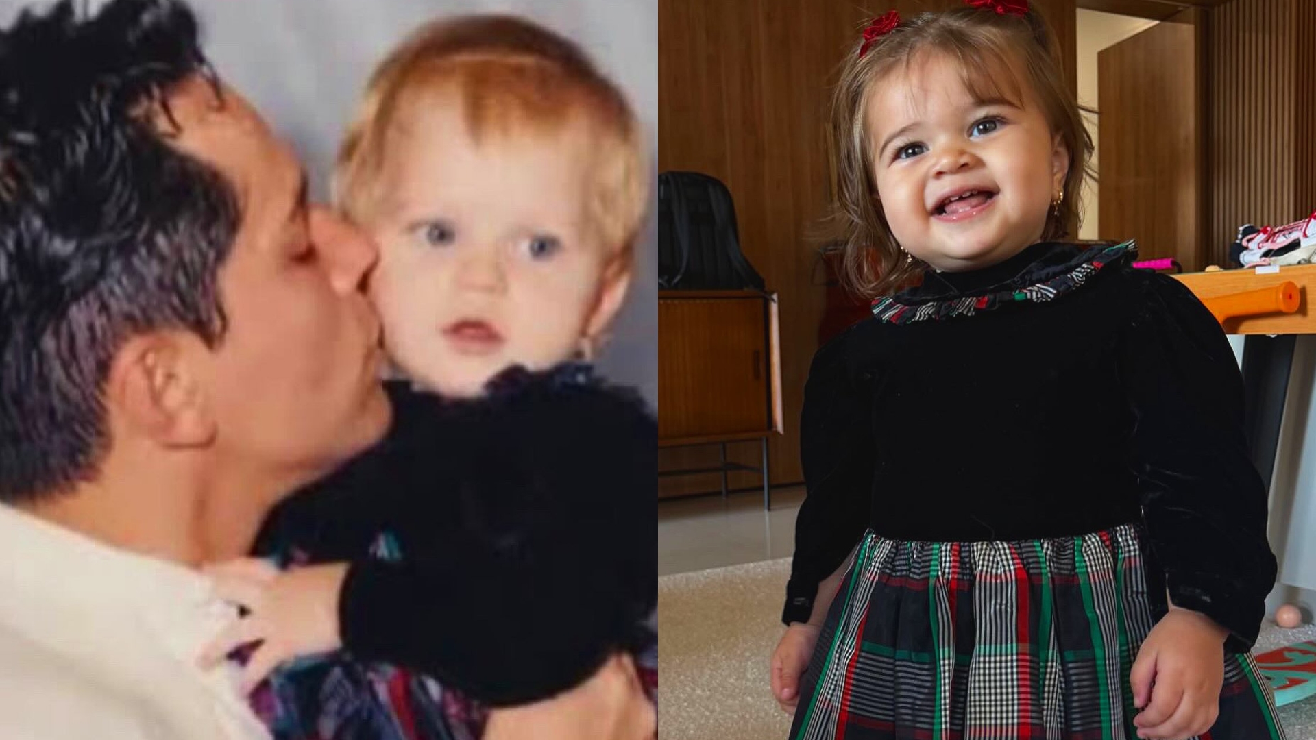 Neta de Leandro usa a mesma roupa que a mãe vestiu em foto com o cantor há 30 anos; veja