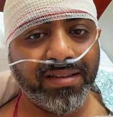 O capitão Smit Machchhar com uma faixa na cabeça no hospital Foto: Narendra Modi / BBC News Brasil