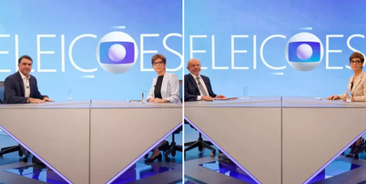 Flávio Bolsonaro (PL) e Lula (PT) foram entrevistados por Renata Lo Prete no segundo turno das eleições presidenciais Foto: Reprodução/TV Globo