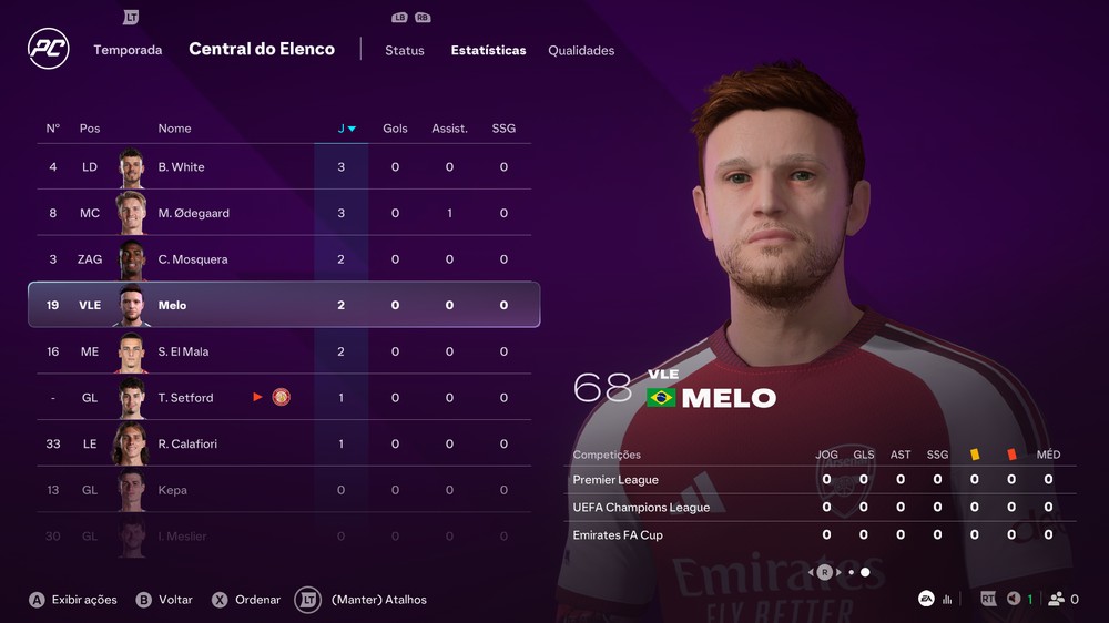 Estatísticas do jogador no Modo Carreira Atleta do EA FC 27 — Foto: Luccas Melo/TechTudo