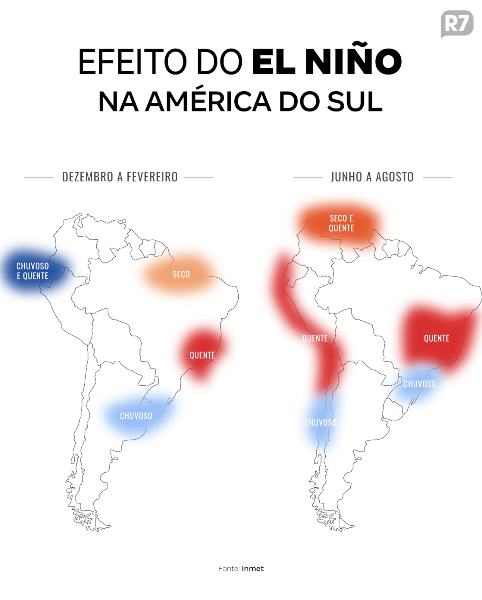 Efeito do El Niño na América do Sul Luce Costa/Arte R7