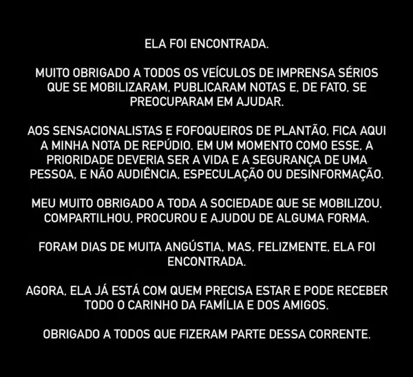 Fãs reagem ao reaparecimento de Dandara Couto, que sumiu por dois dias