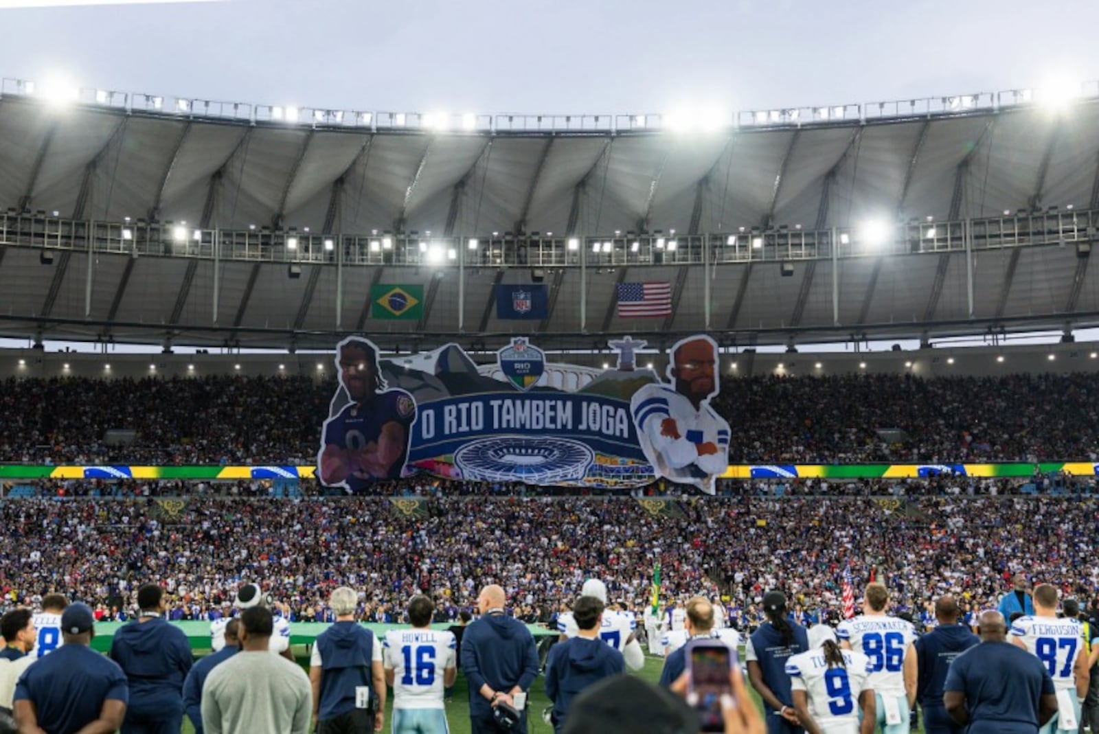 Dallas Cowboys e Baltimore Ravens se enfrentaram em setembro no Maracanã, no Rio de Janeiro Reprodução Site/Dallas Cowboys/Callena Williams
