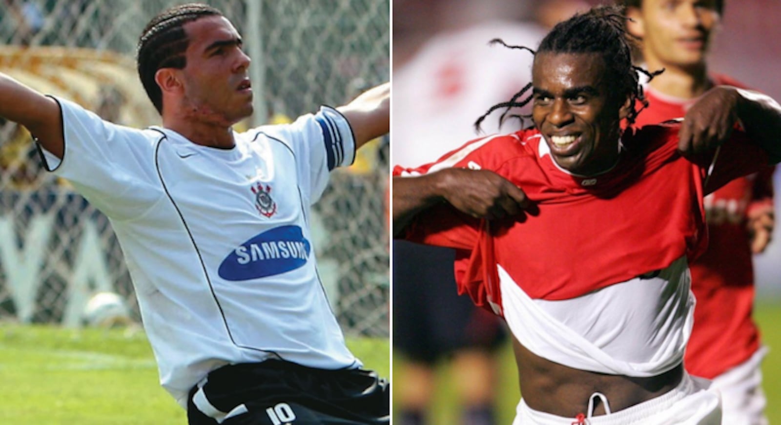 Carlos Tévez e Tinga duelaram no confronto pelo Brasileirão em 2005 Arquivo Corinthians - Reprodução/Instagram - @museudointer