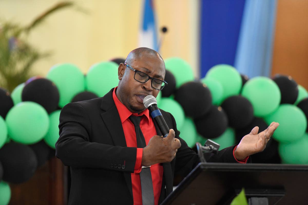 Andre Barrett delivers a musical tribute dubbed ‘Just for me’ at the funeral.